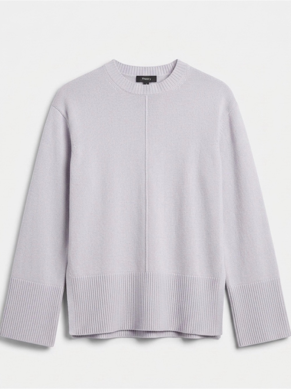Theory Silver Slit Pullover Crewneck Sweater - Soft Wool Cashmere